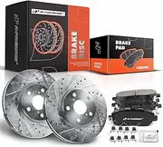 A-Premium Front Drilled and Slotted Disc Brake Rotors and Pads Kit Compatible with Lexus GS300 1993-2005, GS400 1998-2000, GS430 2001-2005, IS300 2001-2005, SC430 2002-2010 6-PC Set