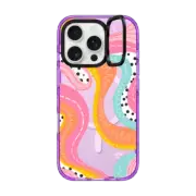iPhone 16 Pro Impact Ring Stand Case MagSafe Compatible Rainbow Doodle by Laura Jane Illustrations