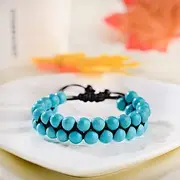 [IBOWZ] Crystal Bracelet Bead Bracelets Crystal Bracelet, 7 Chakra Beads Natural Blue Malachite Bangle Jewelry Adjustable Braided Yoga Energy Pray Bracelets Charm Diffuser Women Men Gift