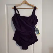 Miraclesuit Sanibel One Piece Swimsuit Purple Faux Wrap Shaping NWT Plus 22W