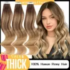 Balayage 100% Real Indian Remy Tape In Human Hair Extensions Skin Weft Full Head