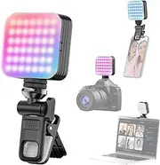 xinyee Mini RGB Fill Light LED Video Light 2500K-9000K Dimmable 8 Scene Lighting Effects Video Conference Light for Computer Tablet Mobile Phone DSLR Camera Built-in Battery with Screen Clip & Cold Sh