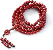 [DELICK] Prayer Beads Bracelet,Bead Bracelet,Prayer Beads,Natural Cinnabar Beaded Bracelet 108 6Mm Buddha Beads Cinnabar Rosary Unisex Couple Good Luck Amulet