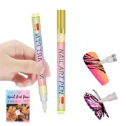 Yellow 0.7Mm Nail Art Doodle Pen 12 Sticks Single Color Acrylic Marker For Design No Bake Nail Art Tools