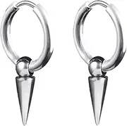 [WUWEIJIAJIA] Personalized Punk Minimalist Spike Dangle Drop Hoop Earrings for Women Men Hypoallergenic Stainless Steel Charms Hoops Cuff Cartilage Tragus Helix Wrap Geometric Earrings