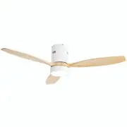 52 inch Wood Low Profile Ceiling Fans with Lights and Remote, Modern Flush Mo...