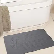 Fortuco Stone Bath Mat – Diatomite Bath Mat for a Dry & Clean Bathroom, Non-Slip & Absorbent Stone Mat, Eco-Friendly, Fast Drying (Lines)