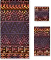 [RPLIFE] Seamless Colorful Navajo Pattern - 3 Piece Bath Towels Set, Bath Towels for Bathroom, Spa, Hotel, Gym, Fade Resistant Contain Bath Towels + Hand Towels + Washcloths