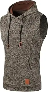 [Generic] Mens Sleeveless Hooded Sweater Lightweight Slim Fit Pullover Knitwear Fall Winter Workout Vests with Pocket