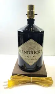 Hendrick's Gin LARGE 1.75L Bottle TABLE LAMP Light Wood Base Bar Decor
