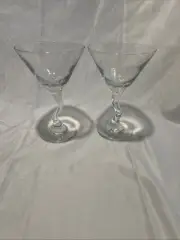 Vintage Libbey Clear Glass Z Stem Martini Glasses Set of Two 6 oz.