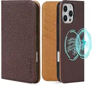 VISOUL Wallet Case for iPhone 16 Pro Max, Pebbled Genuine Leather Wallet Case with Card Holder Kickstand Flip Folio Cover Designed for iPhone 16 Pro Max(6.9 inch)-Coffee+Brown