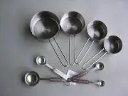 USA SELLER 4 MEASURING CUPS & 4 SPOONS STAINLESS STEEL FREE SHIPPING USA ONLY