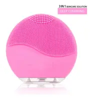 Rechargeable Ultrasonic Face Deep Cleanser Silicone Brush Scrub Massage PINK