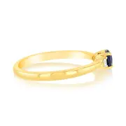 0.30 Carat Created Sapphire and Diamond Ring in 9ct Yellow Gold, L