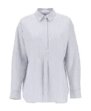 Totême Striped Half-Buttoned Shirt EU36,EU32 White