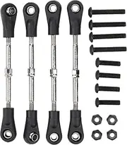 4pcs RC Steering Rod, Aluminum Alloy Adjustable Length Servo Linkage Steering Link Rod, Turnbuckles Camber Linkage Rod Ends RC Steering Tie Rod for 1/10 RC Offroad Car Car Model Upgraded Accessory