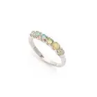 925 Sterling Silver Natural Ethiopian Opal Gemstone Half Eternity Band Ring