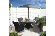 ORMOND - Affordable 5 Piece Outdoor Wicker Round Table Dining Set