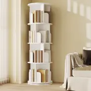 Advwin 4 Tiers Bookshelf Rotating Corner Bookcase Cabinet Revolving Display Stand Rack White
