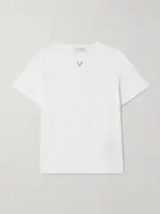 [Valentino Garavani] Valentino Garavani - Embellished Cotton-jersey T-shirt - White - x small x small White