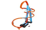 Hot Wheels Toy Car Track Set, Sky Crash Tower More Than 2.5-ft Tall, Includes 1:64 Scale Vehicle Motorized Booster, Jumps Loops