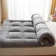 Japanese Futon Mattress Tatami Floor Mattress, Foldable Floor Mattresses For Sleeping, Storage Bed Roll-Up Mat, Super Soft Shaggy Roll Up Sleeping Pads, Portable Sleeping Mat(Gray,59*79in/150*200cm)
