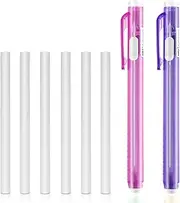 TIESOME Pen-Style Erasers, 2 Pcs Retractable Mechanical Eraser Pens with 6 Pcs Replacement Eraser Refills Eraser Mechanical Eraser, Click Stick Erasers for Drawing Sketching Drafting (Pink, Purple)