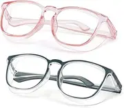 2 Pack Safety Glasses Anti Fog Goggles Blue Light Glasses Roun Clear Protective Eyewear for Men/Women