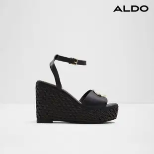 【ALDO】CARRABRIRIA-編織金飾造型厚底楔型涼鞋-女鞋(黑色)