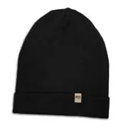 Ridge Cuff Wool Beanie One Size Black