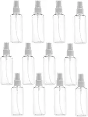 12 Pack Spray Bottles, Aufondof 4oz/100ml Clear Fine Mist Plastic Mini Travel Bottle Set, Pump Spray Cap Refillable Reusable Empty Atomizer Spray Bottles