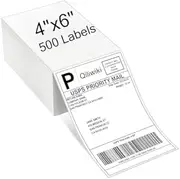 Thermal Labels, Pack of 500 4x6 Thermal Labels Fanfold, Suitable for Most Thermal Printers,1 Stack