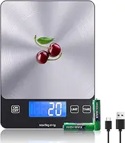 [izeyu] Digital Kitchen Scale, USB C Electronic Scale, 15 kg, High Precision 1 g/0.1 oz, LCD Display, Edelstahl Material, Tare Function, Food Use, Kitchen