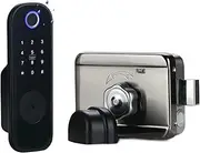Smart Lock, Fingerprint Door Lock Electronic Smart HomePassword Phone APP Unlock Support Tuya/Smartlife/TT Lock APP Metal Gate Hotel,for Bedroom Hotel Office Apartment(Tuya Silver) FANDIAO