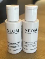 2x Neom Super Shower Power Body Cleanser 50ml Each (100ml) NEW