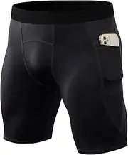 [Anawakia] Compression Shorts for Men Pocket Compression Spandex Underwear Shorts Running Workout Athletic