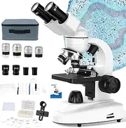 MAXLAPTER Binocular Microscope for Kids and Adults - 40X-1000X Compound Microscope with Mechanical Stage Phone Adapter and Slides Set - Students Lab Homeschool Edu Use
