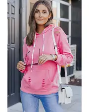 GGP Ripped Hooded Sweatshirt With Kangaroo Pocket M