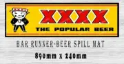BAR RUNNER Aussie The Popular Beer Spill Mat (890mm X 240mm) Rubber Man Cave