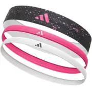 Adidas 3pk Hairbands Non-Slip Headbands Elastic One Size Washable in Graphic Bla