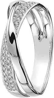 [WOFASHPURET] Elegant Women's Zircon Ring Fashion Ring for Women X-shape Decorative Ring for Evening Party Wedding
