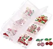 OFFIGAM 60Pcs Nail Charms Rhinestones Cherry Nail Studs Gems for Women Elegant DIY Accessories for All Occasions and Unique Designs