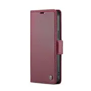 For iPhone XR Butterfly Buckle Litchi Texture RFID Anti-theft Leather Phone Case - Wine Red