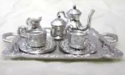Victorian Trading Silver Doll House Tea Set + Tray B1