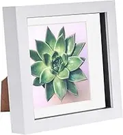 Nicola Spring 6 x 6 3D Shadow Box Photo Frame - Craft Display Picture Frame with 4 x 4 Mount - Glass Aperture - White/White