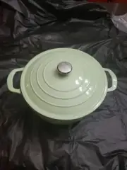 Sur La Table Enameled Cast Iron Round Wide Covered Dutch Oven, 7 qt Light Green