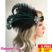 1920s Peacock Gatsby Headband Flapper 20s Feather Costume Gatsby Party Headpiece
