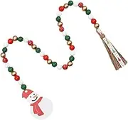 Amosfun Christmas Bead Garland with Tassels Rustic Snowman Pendant for Home Adornment Festive Decor and Tiered Tray Decoration Unique Holiday Ornament