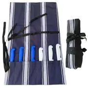 New Butchers Stripe Poly Cotton Knife Bag 6 Pocket Food Industry Specialised